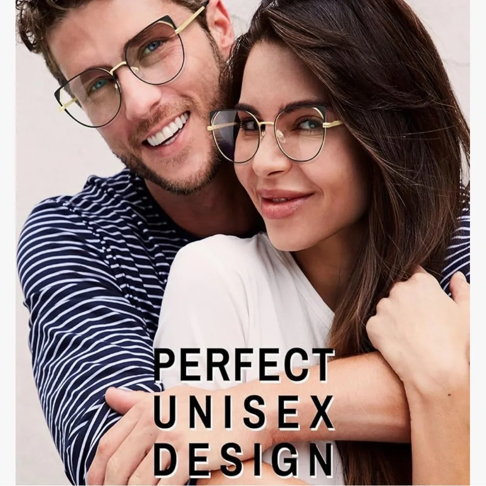 Rowchic Black & Gold Blue Light Blocking Cat Eye Glasses
